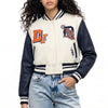 Detroit Tigers Cropped Best Of Women’s Cream/Navy Varsity Jacket