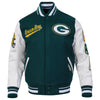 Green Bay Packers Script Tail Green/White Varsity Jacket