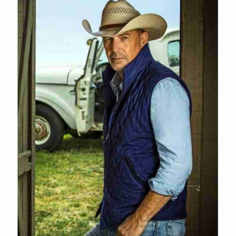 John Dutton Yellowstone Quilted Blue Vest