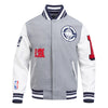 Los Angeles Clippers Old English Grey/White Varsity Jacket