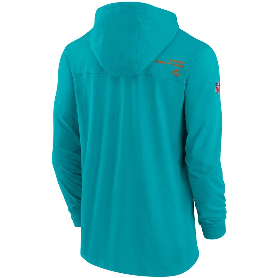 Miami Dolphins Sideline Hoodie - Recreated Inspired Edition Performance Long Sleeve T-Shirt