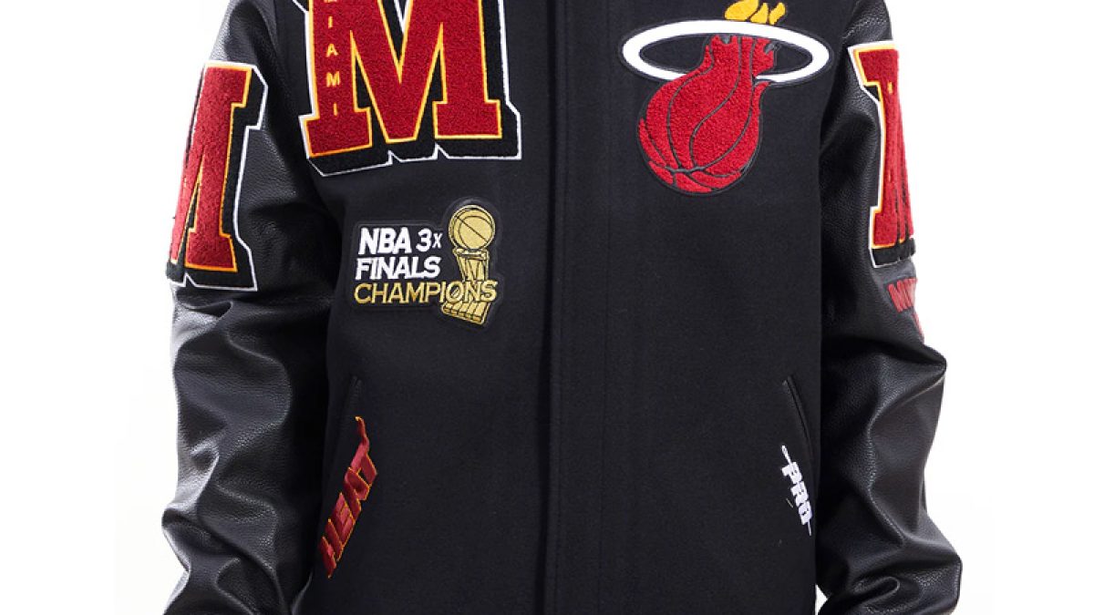 Miami Heat Mashup Logo Black Varsity Jacket - Recreated Inspired Edition