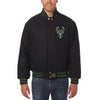 Milwaukee Bucks Logo One Color Black Wool Varsity Jacket