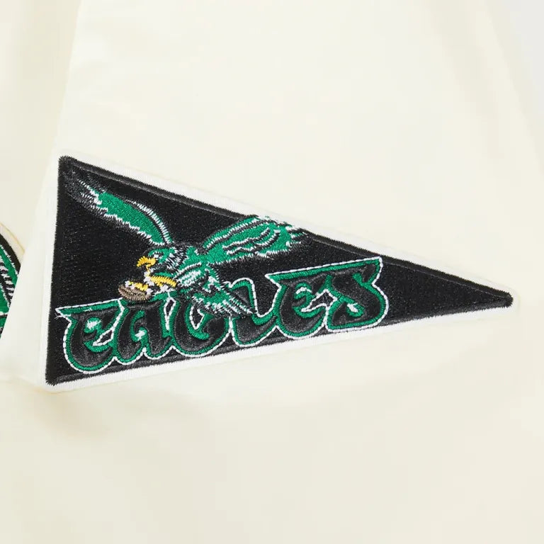Philadelphia Eagles Best Of Cream Satin Varsity Jacket
