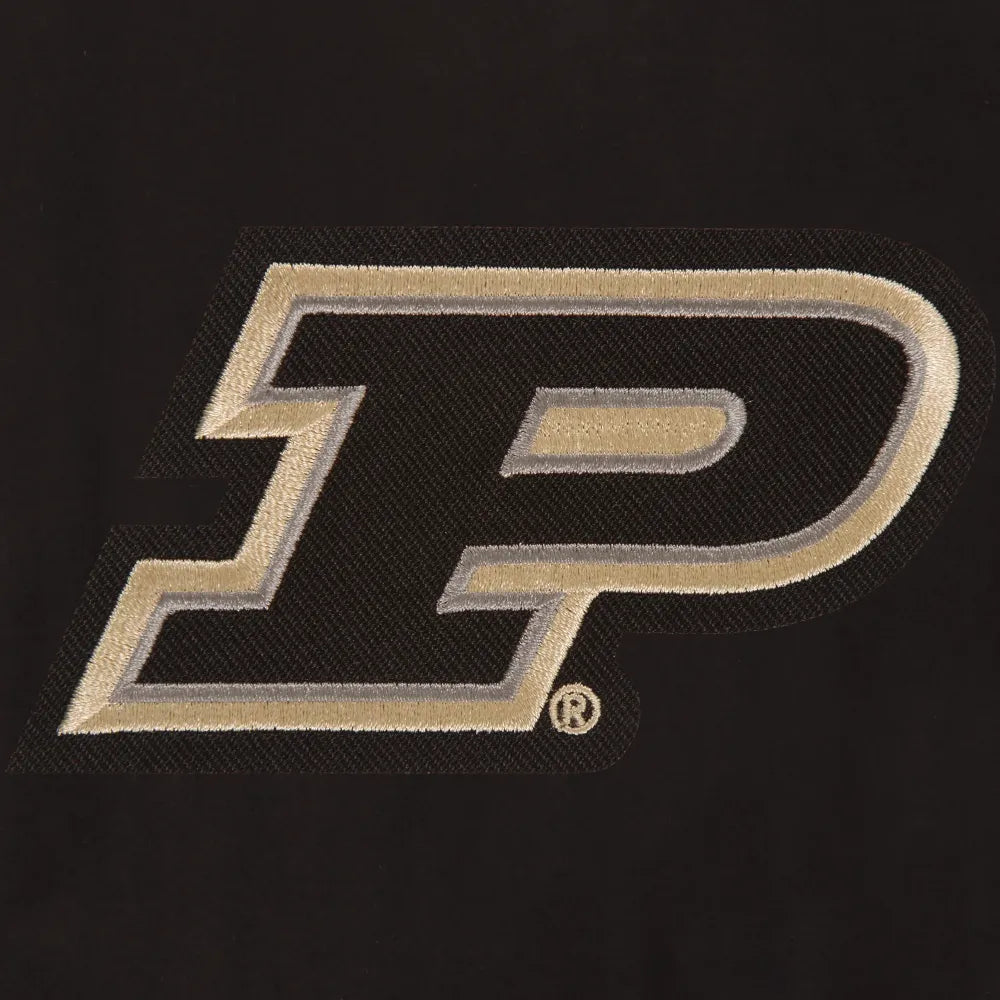 Purdue Boilermakers One Color Black Wool & Leather Varsity Jacket