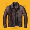 Men's Biker Leather Jacket – Genuine Leather Zipped Motorcycle Style Leather Coat