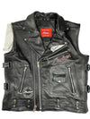 Men's Black Genuine Leather Biker Vest – Classic Cruiser Motorcycle Club Style