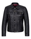 Men's Trucker Leather Jacket – Black Classic Shirt Style Western Cowhide Leather