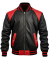 Men's Red and Black Leather Cowhide Jacket – Classic Sportswear Real Leather