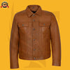 Men's TRUCKER Cowhide Leather Jacket Western Classic Style Shirt Jacket