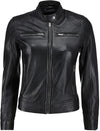 Premium Women's Leather Café Racer Jacket – High-Quality Cowhide Leather Jacket