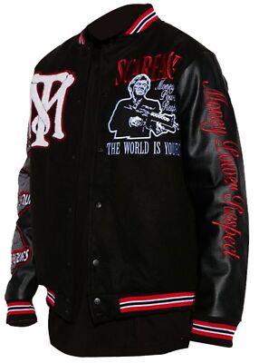 Scarface The World Is Yours Black Varsity Jacket - Recreated Inspired Edition