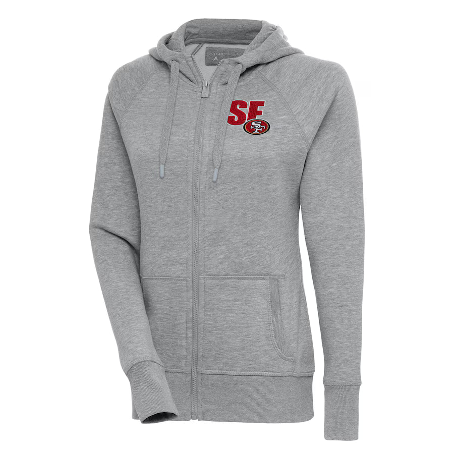 San Francisco 49ers Grey Zip-Up Hoodie - Recreated Inspired Edition
