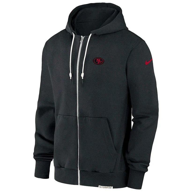 San Francisco 49ers Grey Sideline Full-Zip Hoodie - Recreated Inspired Edition