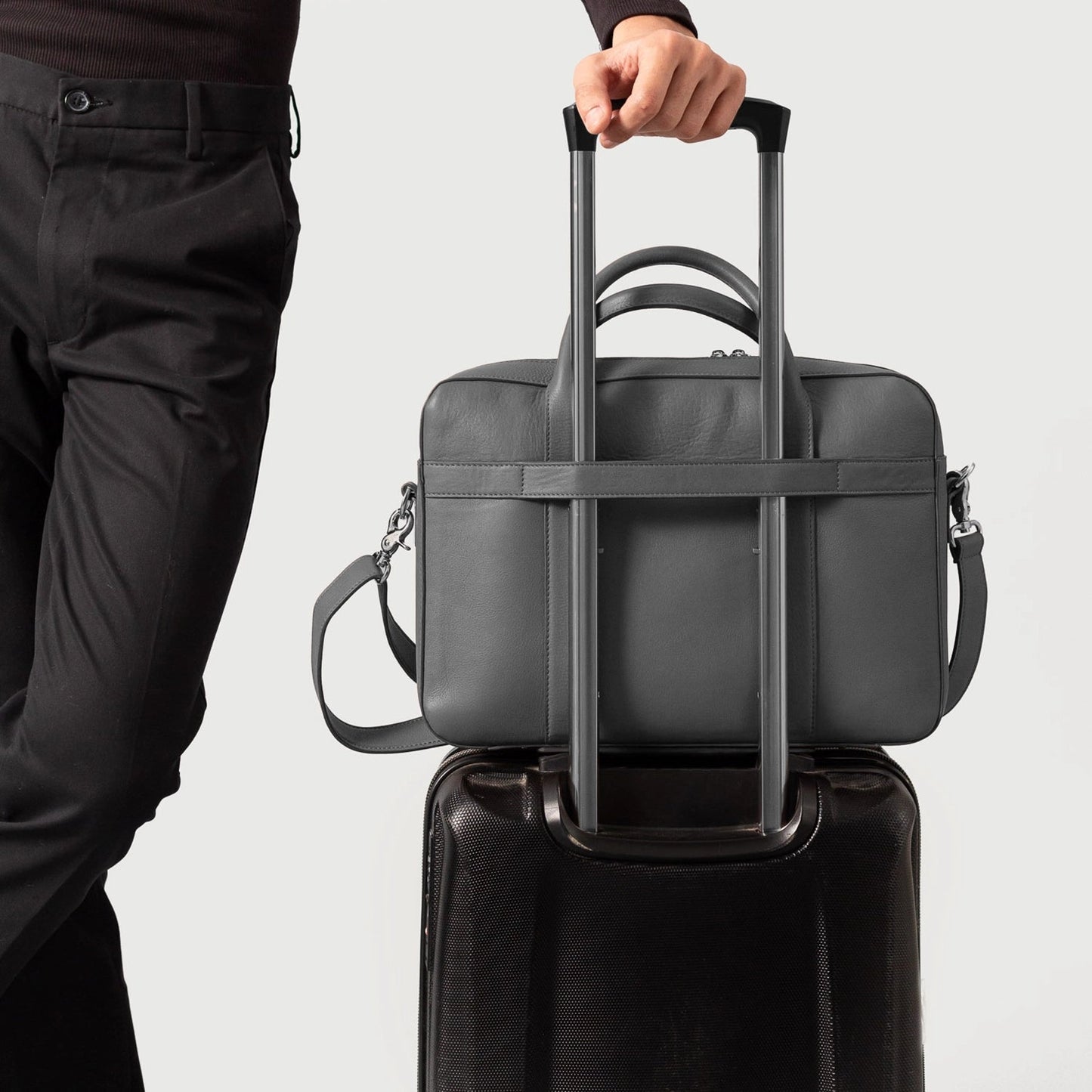 The Captain Grey Leather Briefcase
