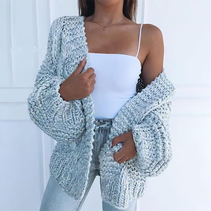 2026 European and American Aliexpress Women's Original Quality Thickened Mohair Cardigan Sweater Casual Open-Front Warm Coat