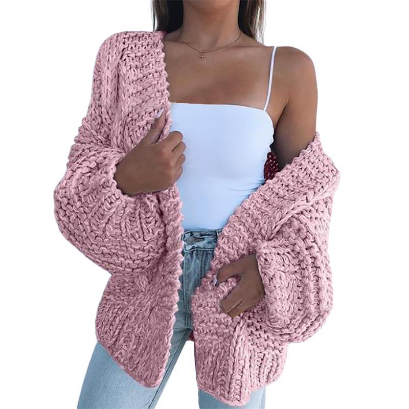 2026 European and American Aliexpress Women's Original Quality Thickened Mohair Cardigan Sweater Casual Open-Front Warm Coat