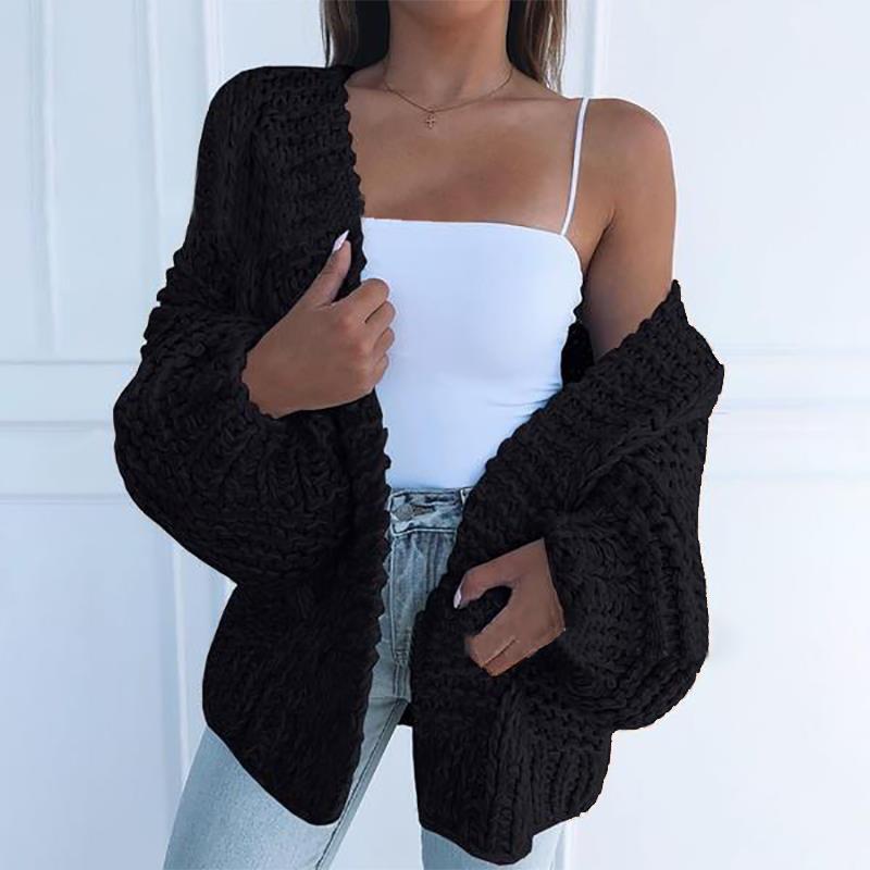 2026 European and American Aliexpress Women's Original Quality Thickened Mohair Cardigan Sweater Casual Open-Front Warm Coat