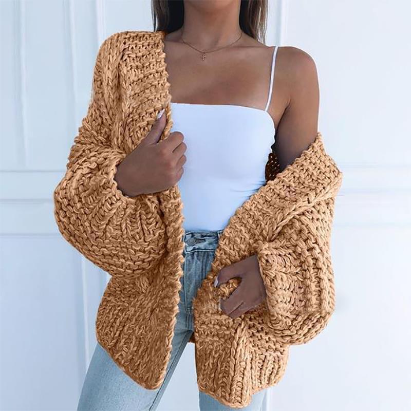 2026 European and American Aliexpress Women's Original Quality Thickened Mohair Cardigan Sweater Casual Open-Front Warm Coat