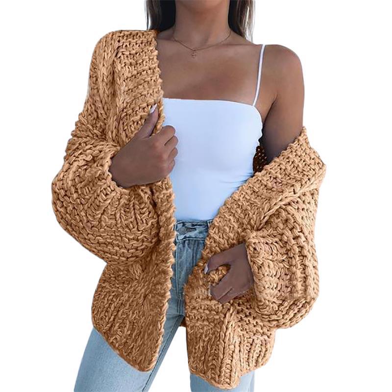 2026 European and American Aliexpress Women's Original Quality Thickened Mohair Cardigan Sweater Casual Open-Front Warm Coat