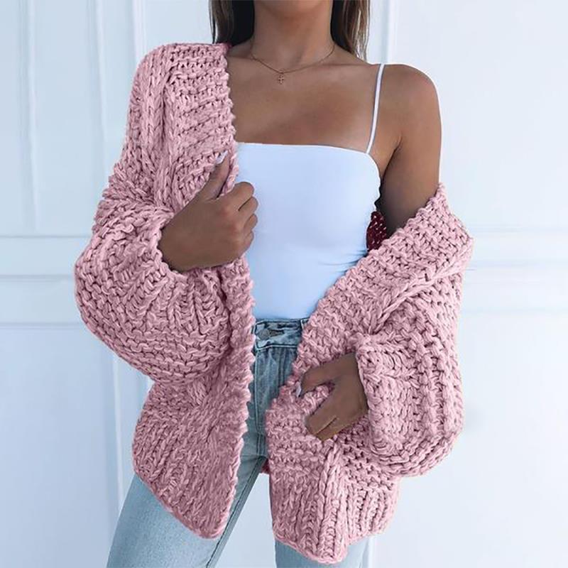 2026 European and American Aliexpress Women's Original Quality Thickened Mohair Cardigan Sweater Casual Open-Front Warm Coat