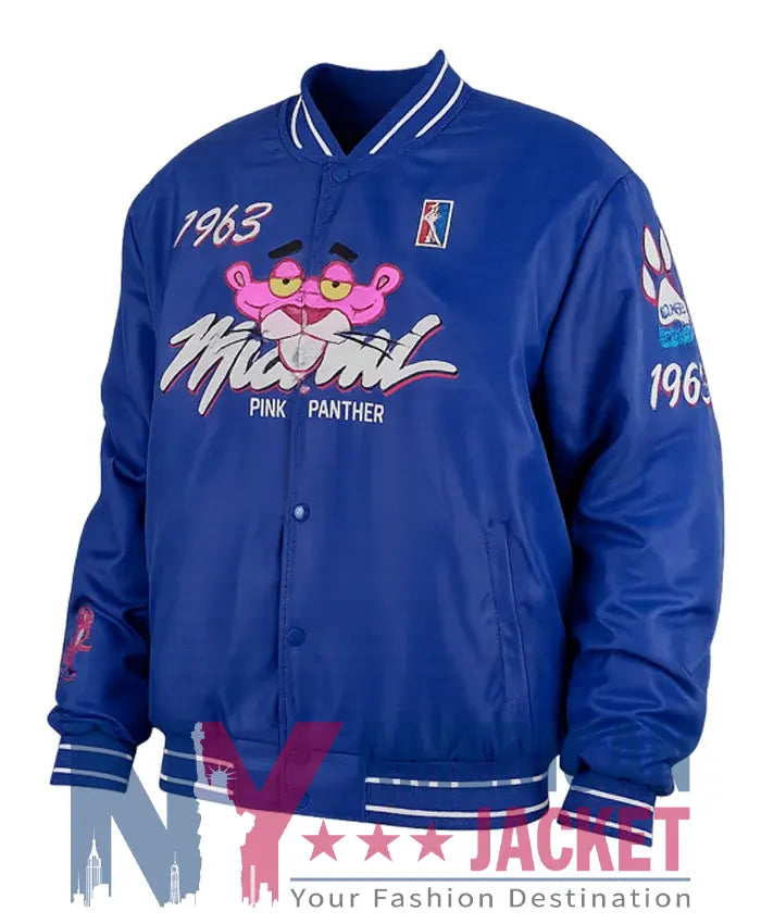 1963 Pink Panther Miami Blue Varsity Jacket - Recreated Inspired Edition