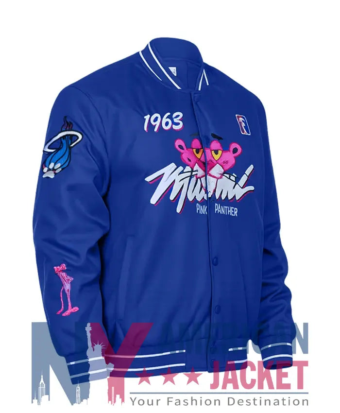 1963 Pink Panther Miami Blue Varsity Jacket - Recreated Inspired Edition
