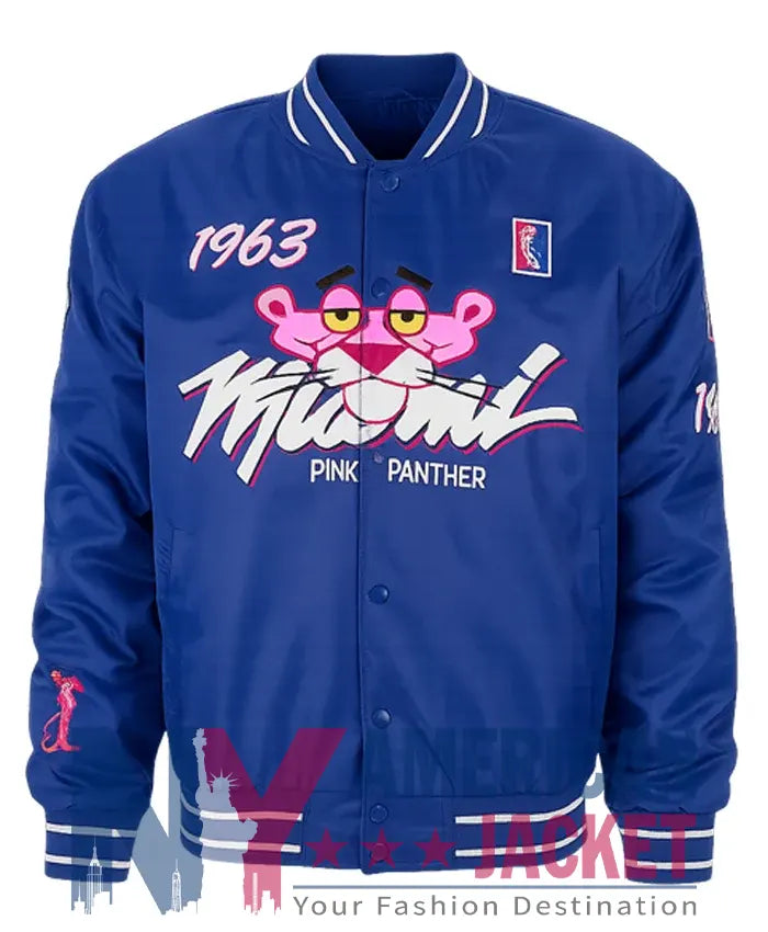 1963 Pink Panther Miami Blue Varsity Jacket - Recreated Inspired Edition