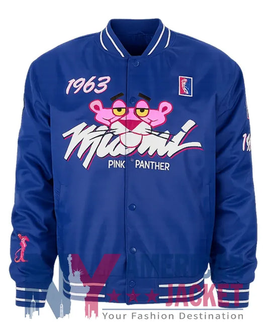 1963 Pink Panther Miami Blue Varsity Jacket - Recreated Inspired Edition