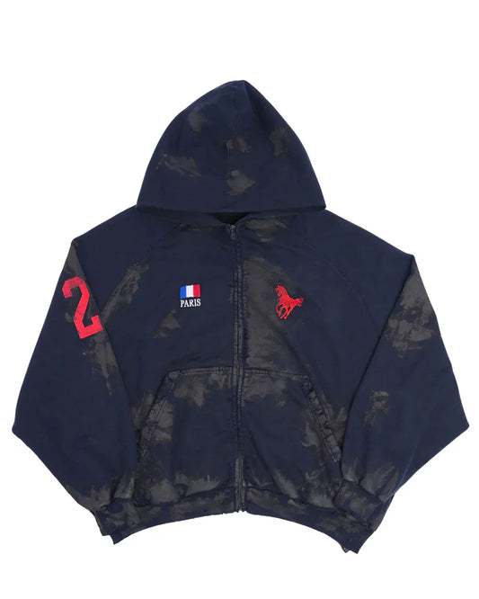 Balenciaga Distressed Polo Zip-Up Hoodie - Recreated Inspired Edition