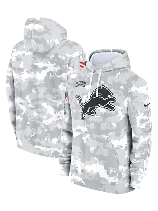 2024 Detroit Lions Arctic Camo Salute to Service Hoodie - Recreated Inspired Edition