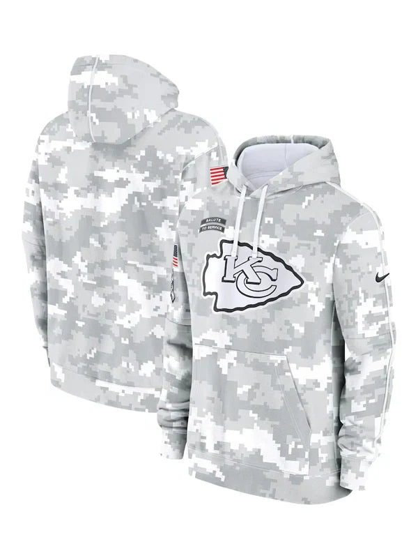 2024 Kansas City Chiefs Arctic Camo Salute to Service Hoodie - Recreated Inspired Edition
