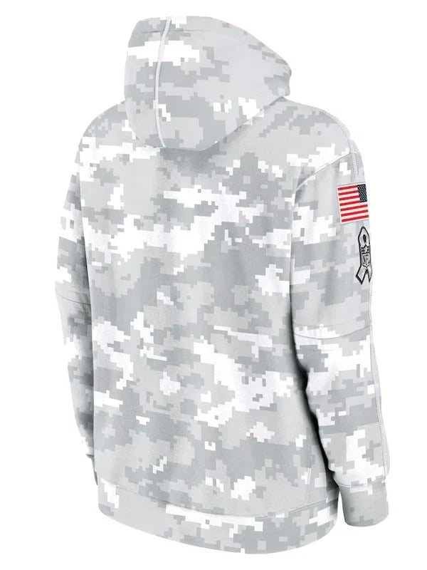 2024 New England Patriots Arctic Camo Salute to Service Hoodie - Recreated Inspired Edition