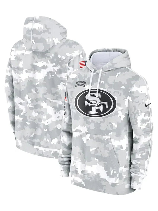 2024 San Francisco 49ers Arctic Camo Salute to Service Hoodie - Recreated Inspired Edition