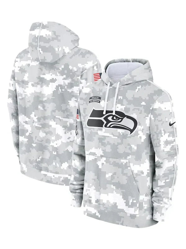 2024 Seattle Seahawks Arctic Camo Salute to Service Hoodie - Recreated Inspired Edition