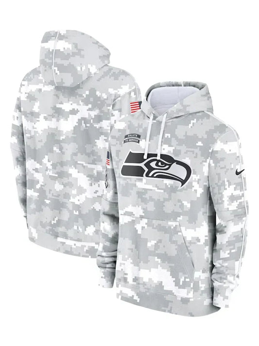 2024 Seattle Seahawks Arctic Camo Salute to Service Hoodie - Recreated Inspired Edition