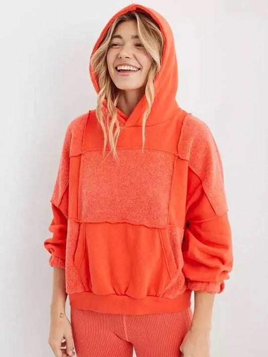 Aerie Sherpa Patchwork Hoodie - Recreated Inspired Edition