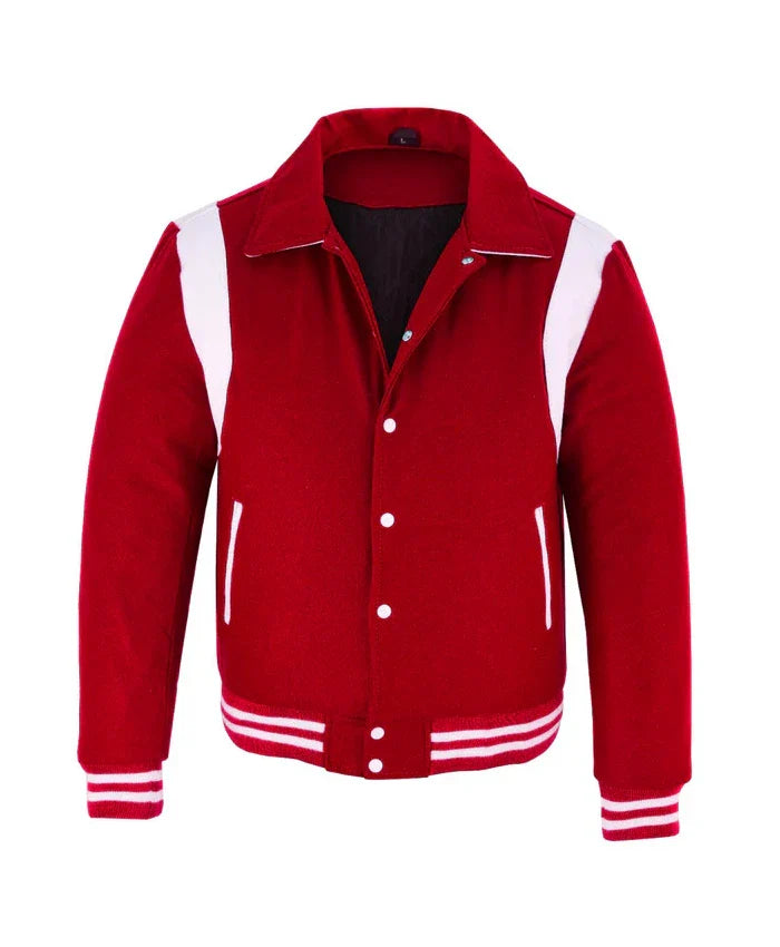 Baseball Red Wool Lettermen Varsity Jacket - Recreated Inspired Edition