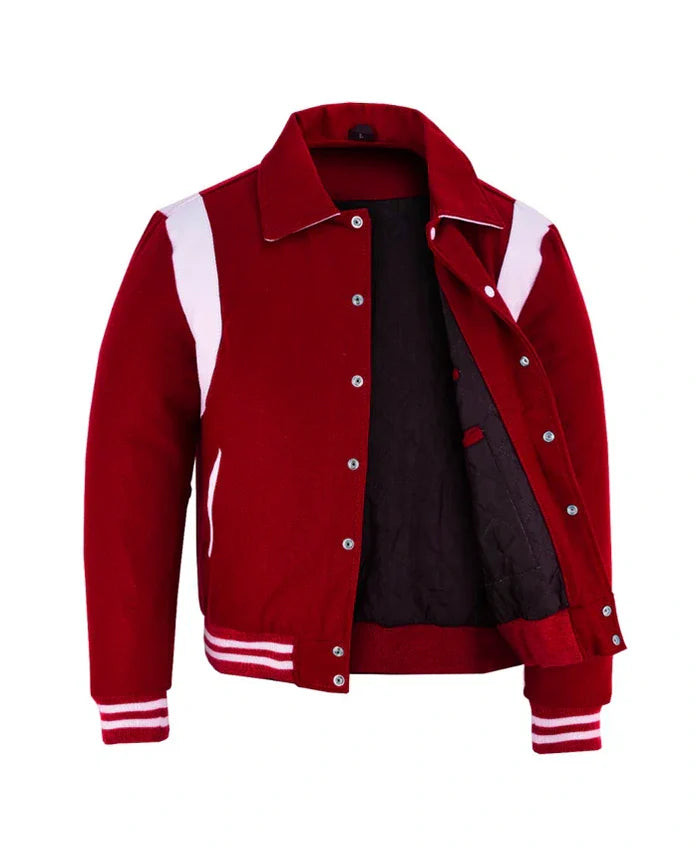 Baseball Red Wool Lettermen Varsity Jacket - Recreated Inspired Edition