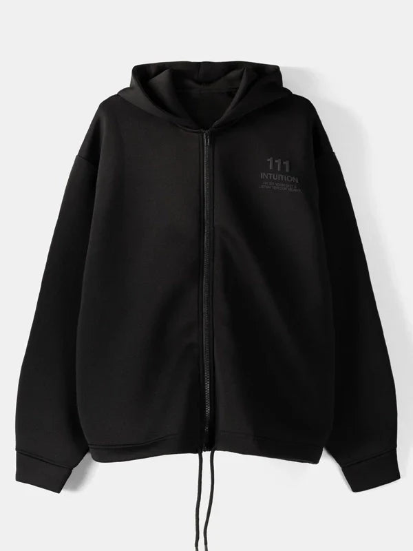 Bershka Zip-Up Slogan Hoodie - Recreated Inspired Edition