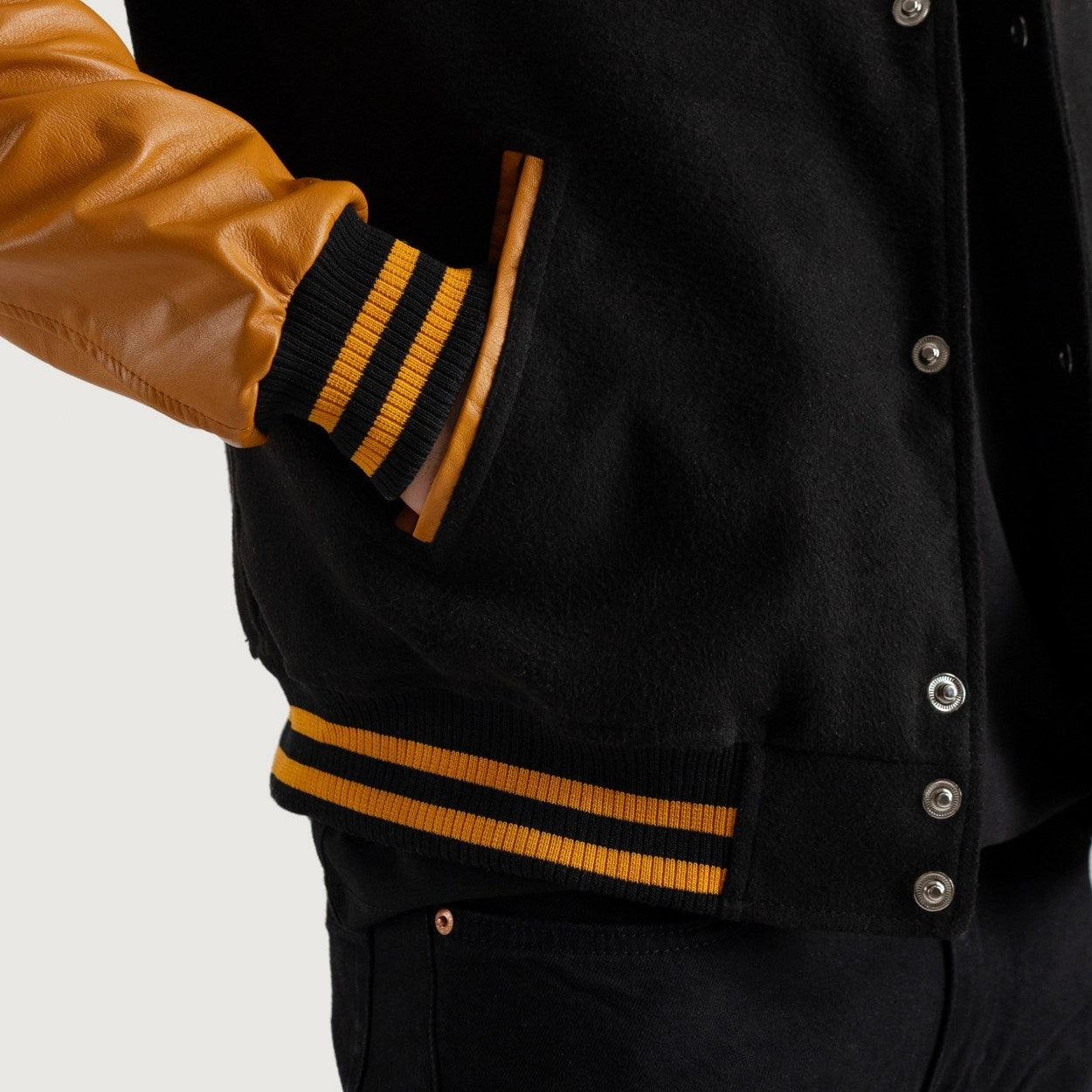 Black and Gold Varsity Letterman Jacket - Recreated Inspired Edition