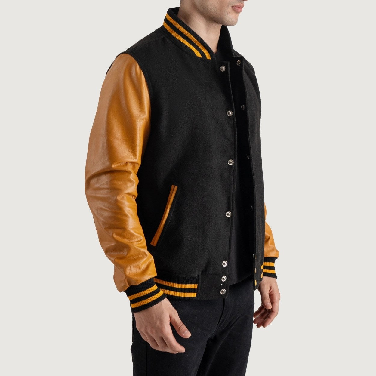Black and Gold Varsity Letterman Jacket - Recreated Inspired Edition
