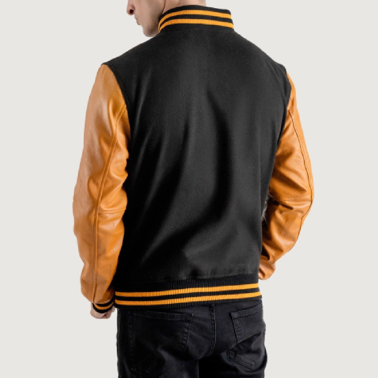 Black and Gold Varsity Letterman Jacket - Recreated Inspired Edition