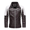 Black and white jacket with a zipper on a plain background