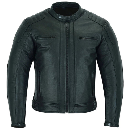 Black leather jacket on a white background