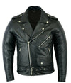 Black leather jacket with zippers on a white background