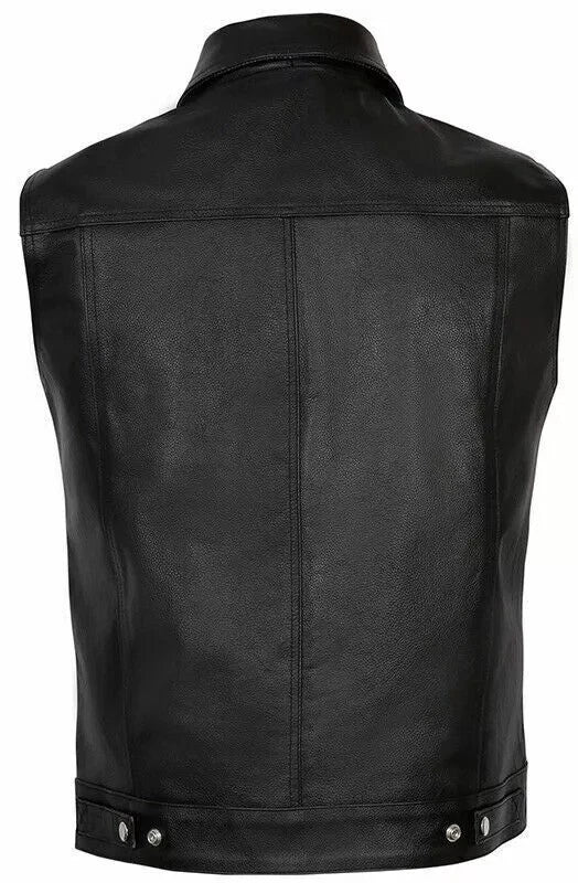 Black leather vest on a white background