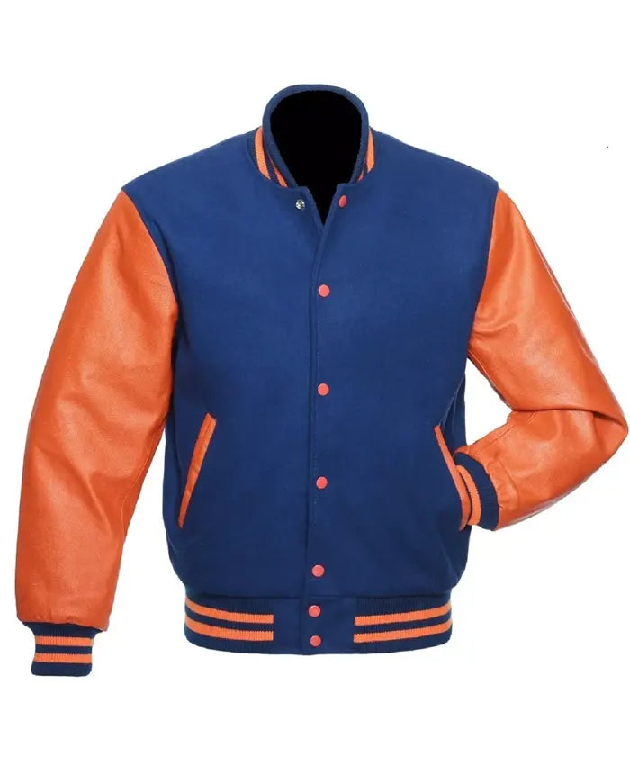 Blue And Orange Letterman Jacket
