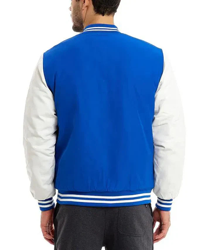 Blue and White Baseball Varsity Jacket - Recreated Inspired Edition