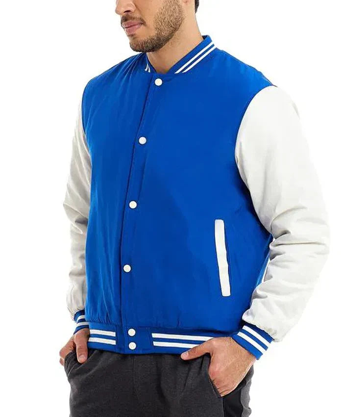 Blue and White Baseball Varsity Jacket - Recreated Inspired Edition